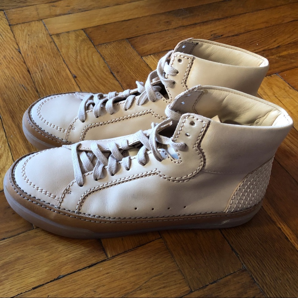 Nude leather high top sneakers WORN ONCE